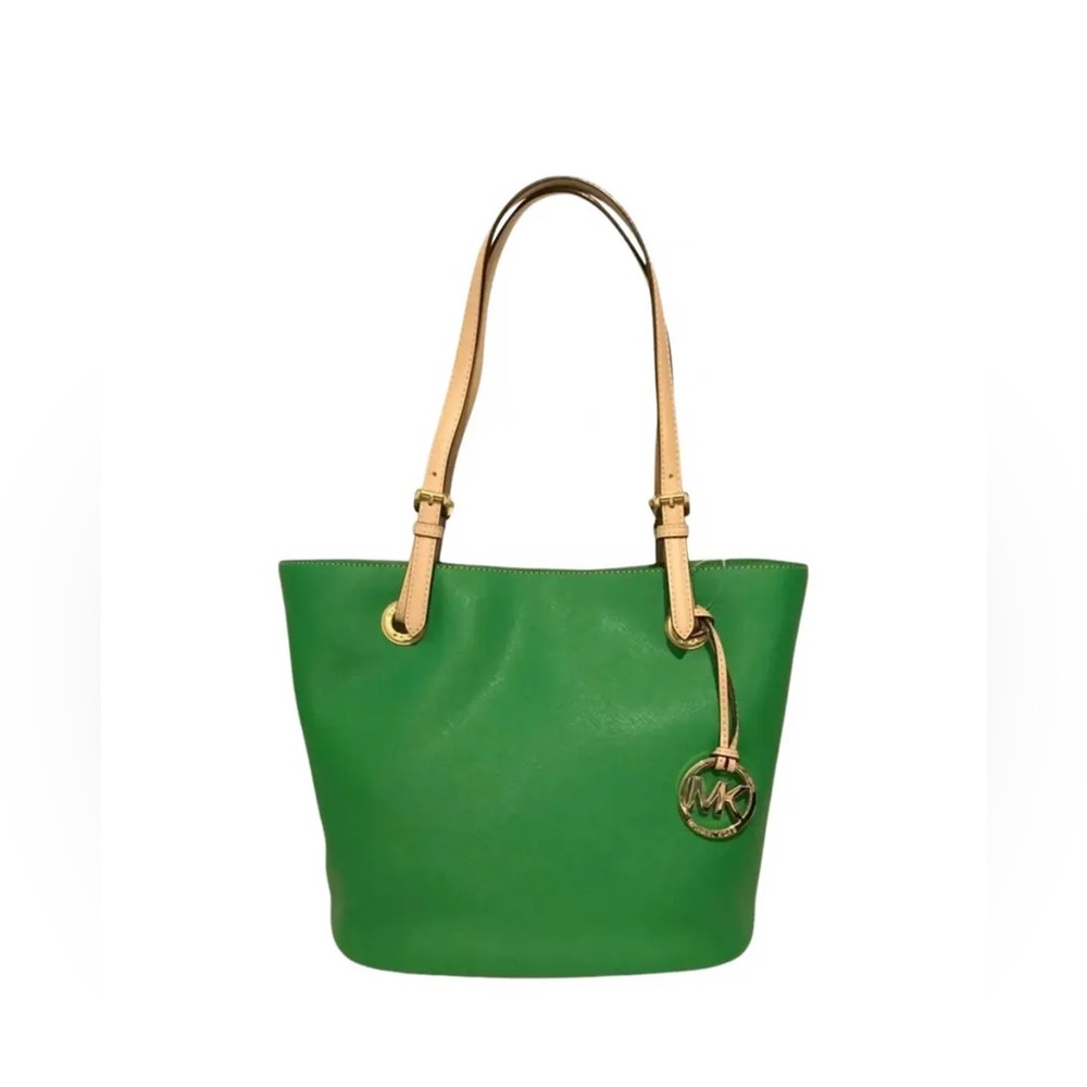Michael Kors Green and Tan Tote Bag